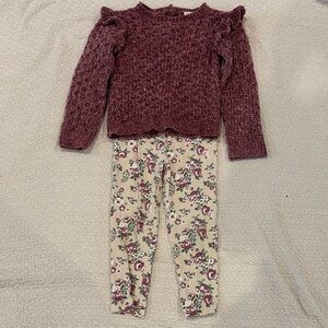 Nicole Miller Burgundy and Floral Kids Matching Set